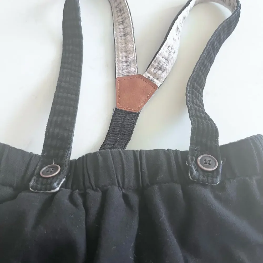 Zara boys black lined suspender pants 18/24 months